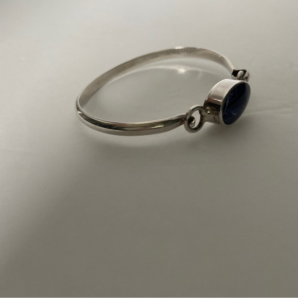 Vintage Silver and Blue Lapis Bangle - Picture 7 of 8